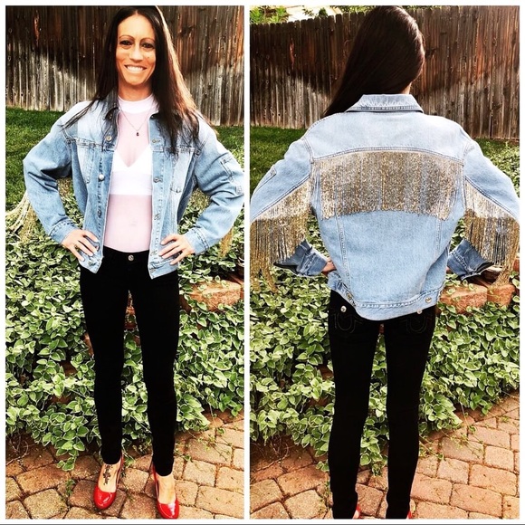 helmut lang fringe denim jacket